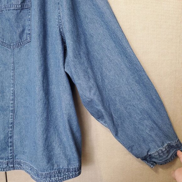 CST Blues Women's Blue Denim Embroidered Button-Up Shirt w/Microfiber Collar 4X - Picture 2 of 6